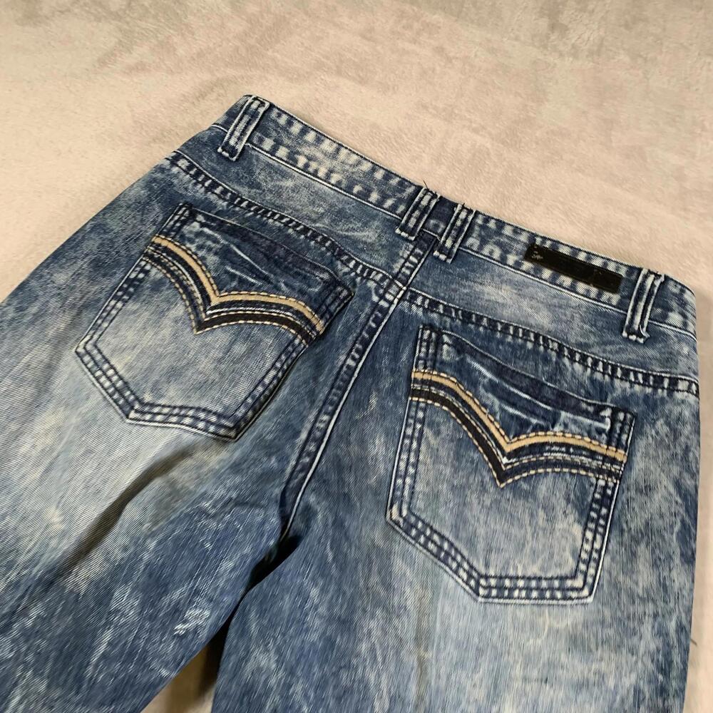 Black Jeans Mens 30x32 Blue Relaxed Straight‎ Leg Distressed Denim Vintage Style - Picture 12 of 14